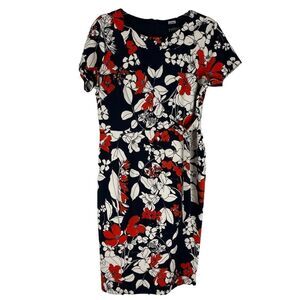 Enfocus Studio Dress Floral Navy Red White Women's 12